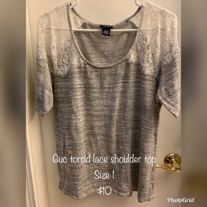 Torrid lace shoulder top